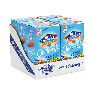 Blue Diamond Low Sodium Lightly Salted Almonds, 1.5 oz Bag, 42 Bags/Carton (GRR22000795)
