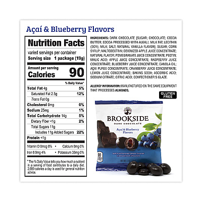 BROOKSIDE Dark Chocolate Fruit, Acai Blueberry and Pomegranate, 30 Pouches/Carton (GRR22001031)