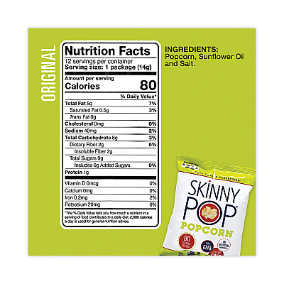 SkinnyPop Popcorn Popcorn Variety Snack Pack, 0.5 oz Bag, 36 Bags/Carton (GRR22001049)