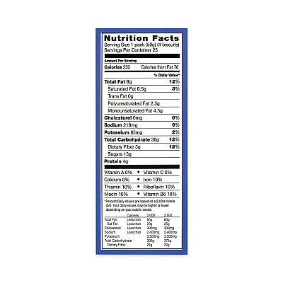 Nabisco belVita Breakfast Biscuits, Blueberry, 1.76 oz Pack, 25 Packs/Carton (GRR22000506)