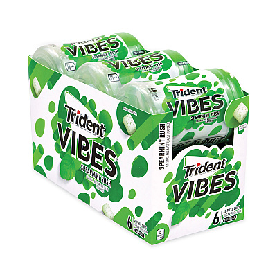 Trident Vibes Spearmint Rush Sugar-Free Gum, 40 Pieces/Cup, 6 Cups/Carton (GRR30400082)