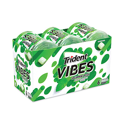 Trident Vibes Spearmint Rush Sugar-Free Gum, 40 Pieces/Cup, 6 Cups/Carton (GRR30400082)