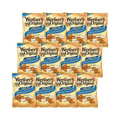 Werther's Original Sugar Free Chewy Caramel Candy, 1.46 oz Bag, 12 Bags/Carton (GRR30200005)