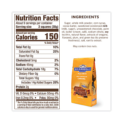 Ghirardelli Milk Chocolate and Caramel Chocolate Squares, 9.04 oz Bags, 2 Bags/Pack (GRR30001034)