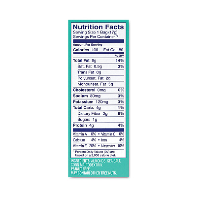 Blue Diamond Oven Roasted Sea Salt Almonds, 0.6 oz Bag, 7 Bags/Box, 6 Box/Carton (GRR22000794)
