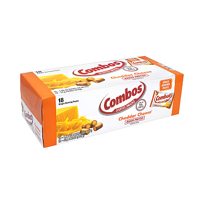 Combos Baked Snacks, 1.8 oz Bag, Cheddar Cheese Pretzel, 18 Bags/Carton (GRR20900409)