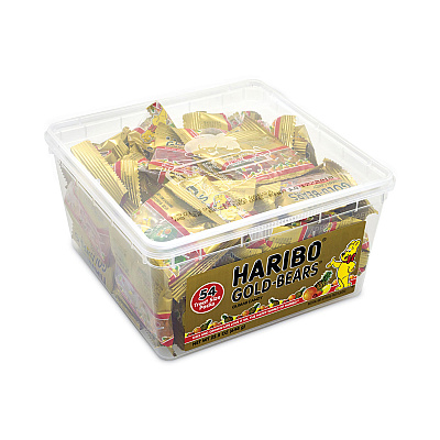 Haribo Goldbears Gummi Candy, 0.4 oz Pouches, Lemon; Orange; Pineapple; Rasberry; Strawberry, 54/Carton (GRR20900181)