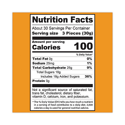 Sunkist Fruit Gems Chewy Candy Assortment, Assorted Natural Fruit Flavors, 2.12 lb Bag, 90 Count (GRR22000024)