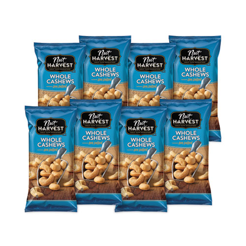 Nut Harvest Sea Salted Whole Cashews, 2.25 oz Pouch, 8 Count, Ships in 1-3 Business Days (29500004)