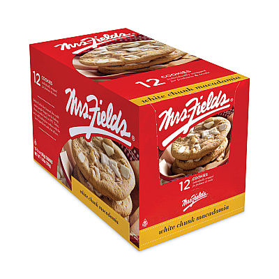 Mrs. Fields White Chunk Macadamia Cookies, 2.1 oz, Individually Wrapped Pack, White Chocolate, 12/Carton (GRR20900470)