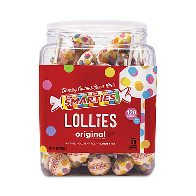 Nestl Smarties Lollies Lollipops, 34 oz Jar, 120 Pieces (GRR20900013)