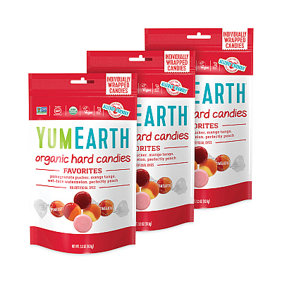 YumEarth Organic Favorite Fruit Hard Candies, 3.3 oz Bag, Assorted Flavors, 3 Bags/Pack (GRR27000031)