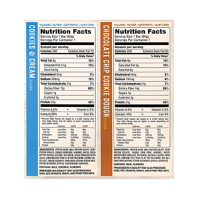 Quest Protein Bar Value Pack, Chocolate Chip Cookie Dough, Cookies and Cream, 2.12 oz Bar, 14/Carton (GRR22000966)