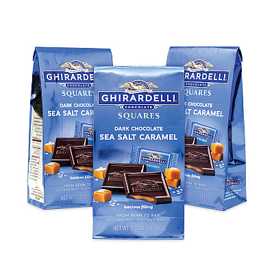 Ghirardelli Dark and Sea Salt Caramel Chocolate Squares, 5.32 oz Packs, 3 Count (GRR30001023)