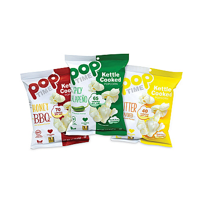 popTIME Kettle Cooked Popcorn Variety Pack, Assorted Flavors, 1 oz Bag, 24/Carton (GRR20902646)
