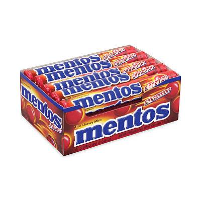 Mentos Cinnamon Singles Chewy Mints, 1.32 oz, 15 Rolls/Carton (GRR20900454)