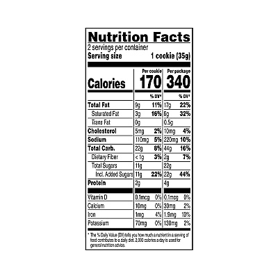 Grandma's Homestyle Chocolate Chip Cookies, 2.5 oz Pack, 2 Cookies/Pack, 60 Packs/Carton (GRR29500060)