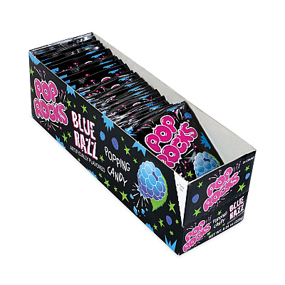 POP ROCKS Sugar Candy, Blue Raspberry, 0.33 oz Pouches, 24/Carton (GRR20900230)