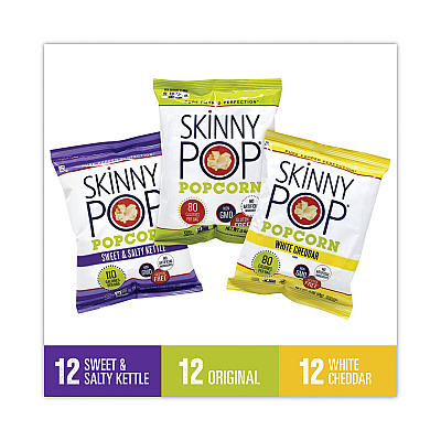 SkinnyPop Popcorn Popcorn Variety Snack Pack, 0.5 oz Bag, 36 Bags/Carton (GRR22001049)