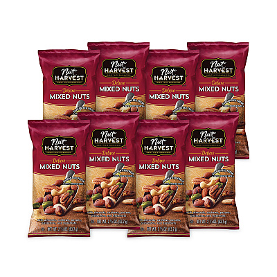 Nut Harvest Deluxe Mixed Nuts, 2.25 oz Pouch, 8/Carton (GRR29500005)