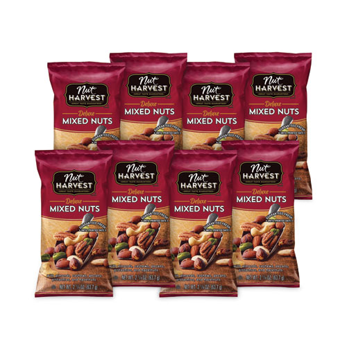 Nut Harvest Deluxe Mixed Nuts, 2.25 oz Pouch, 8 Count, Ships in 1-3 Business Days (29500005)