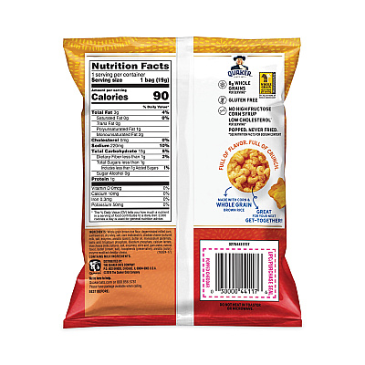 Quaker Rice Crisps, Cheddar Cheese, 0.67 oz Bag, 60 Bags/Carton (GRR29500051)