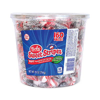 Ferrara Bobs Sweet Stripes Soft Candy, Peppermint, 28 oz Tub (GRR20902493)
