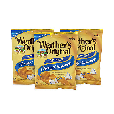 Werther's Original Sugar Free Chewy Caramel Candy, 2.75 oz Bag, 3/Pack (GRR30201006)