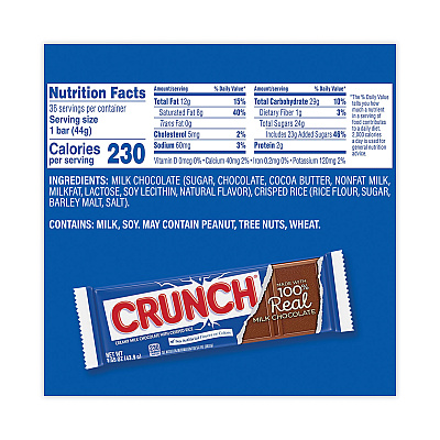 Nestl Crunch Bar, Individually Wrapped, 1.55 oz, 36/Carton (GRR20900164)