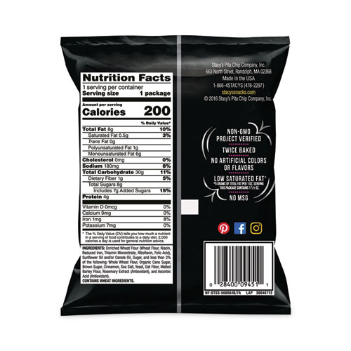 Stacy's Pita Chips, 1.5 oz Bag, Cinnamon Sugar, 24/Carton, Delivered in 1-4 Business Days (20900651)