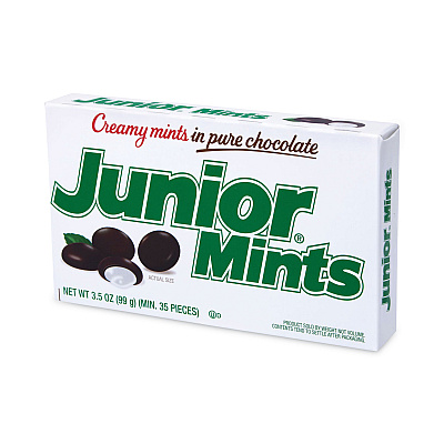 Junior Mints Theater Box, Dark Chocolate Mint, 3.5 oz Box, 12/Carton (GRR20900093)