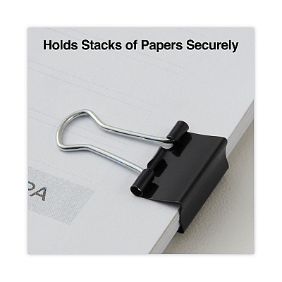 Universal Binder Clips, Mini, Black/Silver, 12/Box (UNV10199)