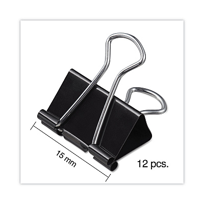 Universal Binder Clips, Mini, Black/Silver, 12/Box (UNV10199)
