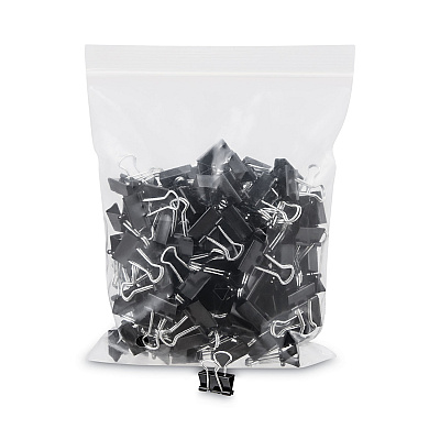 Universal Binder Clip Zip-Seal Bag Value Pack, Mini, Black/Silver, 144/Pack (UNV10199VP)
