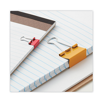 Universal Binder Clips with Storage Tub, (12) Mini (0.5"), (12) Small (0.75"), (6) Medium (1.25"), Assorted Colors (UNV31026)