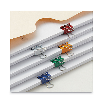 Universal Binder Clips with Storage Tub, Mini, Assorted Colors, 60/Pack (UNV31027)