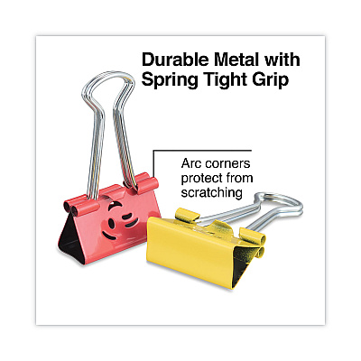 Universal Emoji Themed Binder Clips with Storage Tub, Medium, Assorted Colors, 42/Pack (UNV31031)