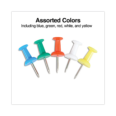 Universal Colored Push Pins, Plastic, Assorted, 0.38", 400/Pack (UNV31314)