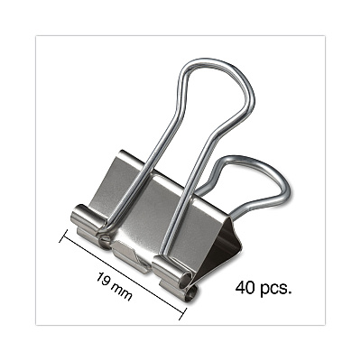 Universal Binder Clips with Storage Tub, Small, Silver, 40/Pack (UNV11240)
