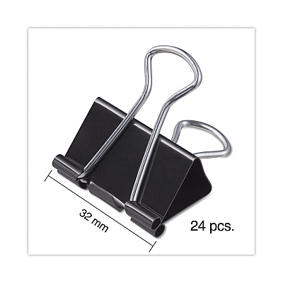 Universal Binder Clips with Storage Tub, Medium, Black/Silver, 24/Pack (UNV11124)