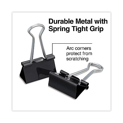 Universal Binder Clips with Storage Tub, Medium, Black/Silver, 24/Pack (UNV11124)
