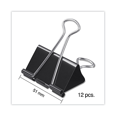 Universal Binder Clips with Storage Tub, Large, Black/Silver, 12/Pack (UNV11112)