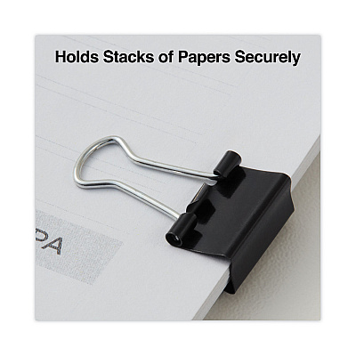 Universal Binder Clips with Storage Tub, Mini, Black/Silver, 60/Pack (UNV11060)
