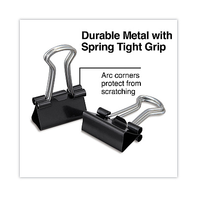 Universal Binder Clips with Storage Tub, Mini, Black/Silver, 60/Pack (UNV11060)