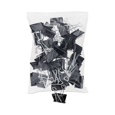 Universal Binder Clip Zip-Seal Bag Value Pack, Large, Black/Silver, 36/Pack (UNV10220VP)