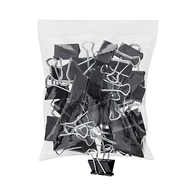 Universal Binder Clip Zip-Seal Bag Value Pack, Medium, Black/Silver, 36/Pack (UNV10210VP)