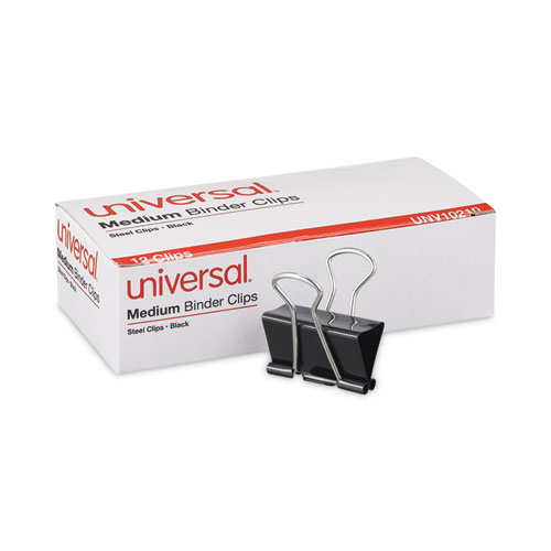 Universal Binder Clips, Medium, Black/Silver, 12/Box (10210)