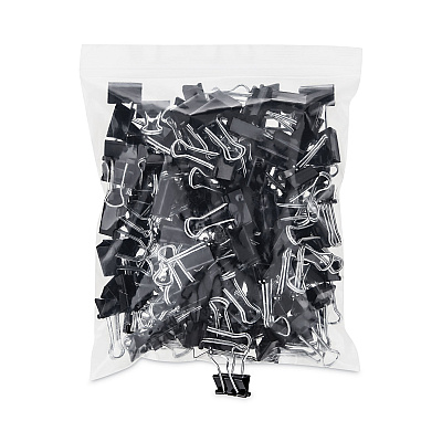 Universal Binder Clip Zip-Seal Bag Value Pack, Small, Black/Silver, 144/Pack (UNV10200VP)
