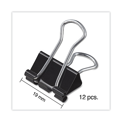 Universal Binder Clips, Small, Black/Silver, 12/Box (UNV10200)