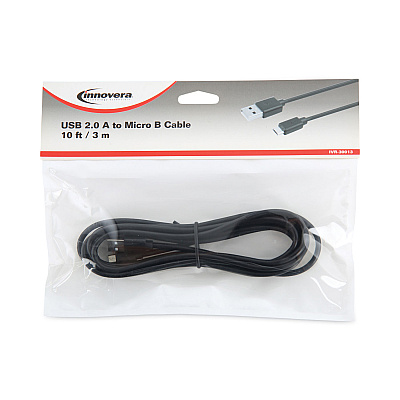 Innovera USB to Micro USB Cable, 10 ft, Black (IVR30013)
